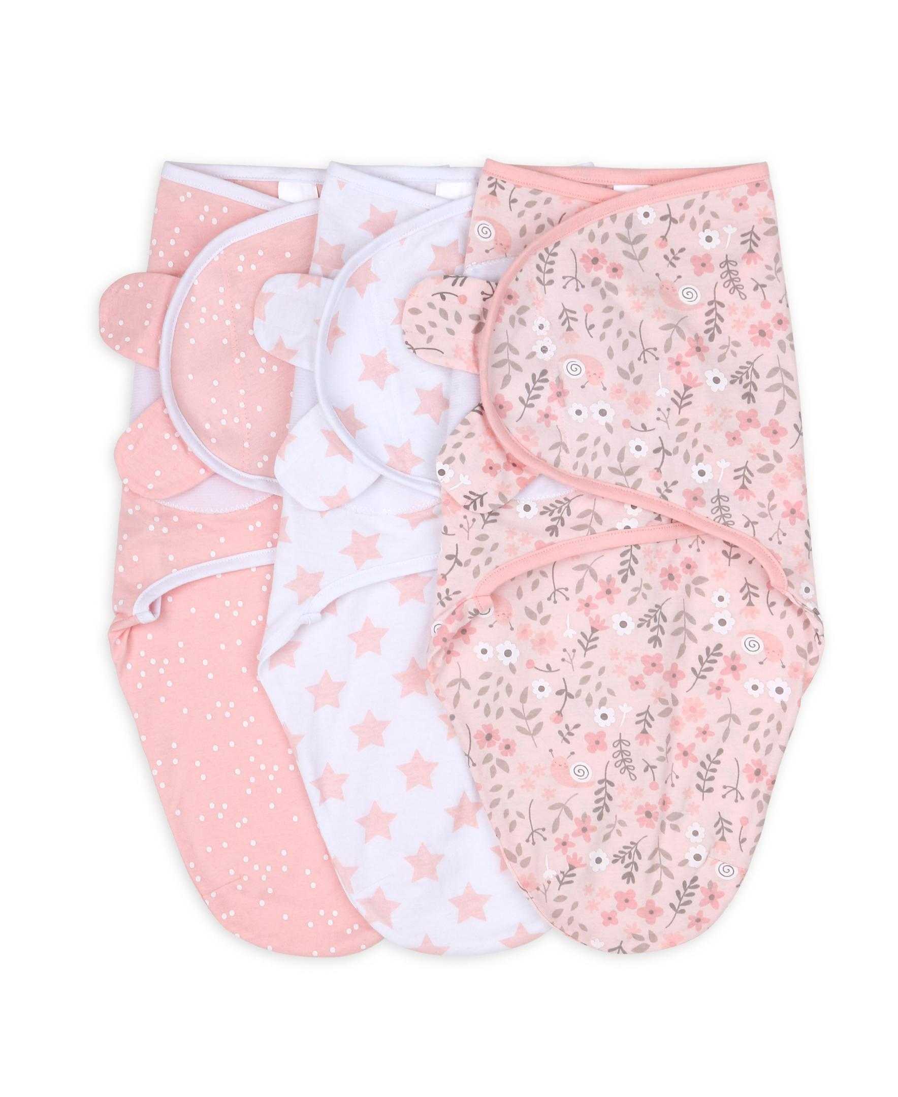Pink Floral Baby Swaddle Blankets Set of 3