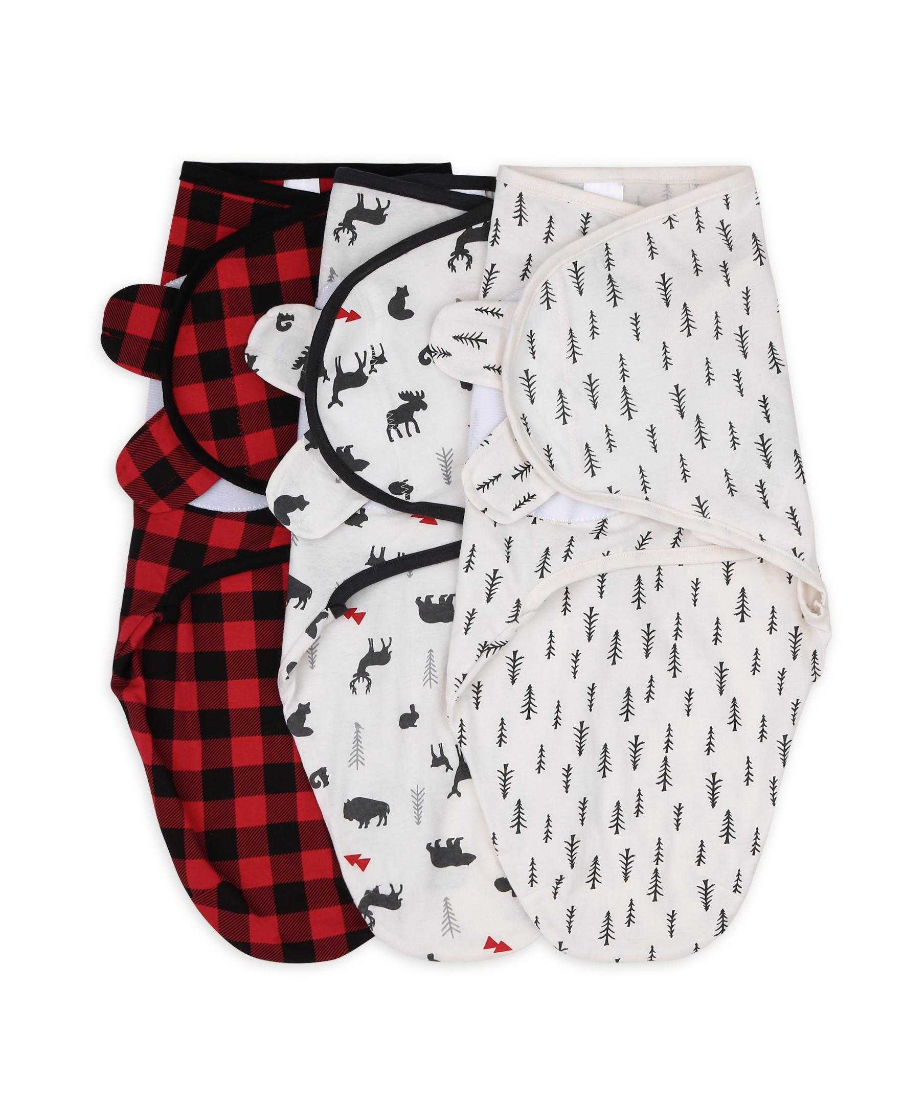 Red Woodland Baby Boy Swaddle Blankets Set of 3