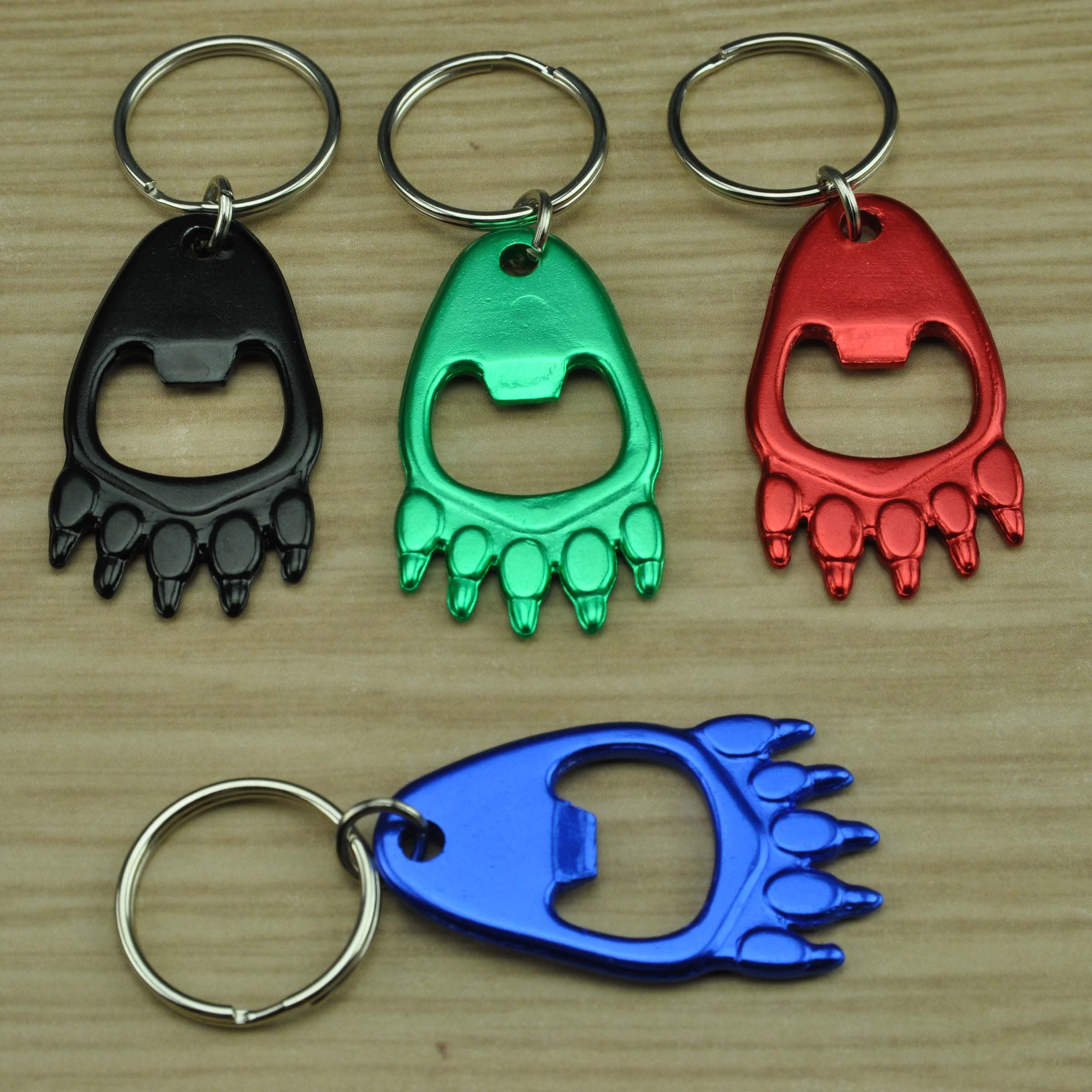 Bear Claw Shape Bottle Opener Key Chain Anodized Aluminum