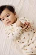 Organic Cotton Ames Wrap Long Sleeve Bodysuit - Honey Bear Cloud