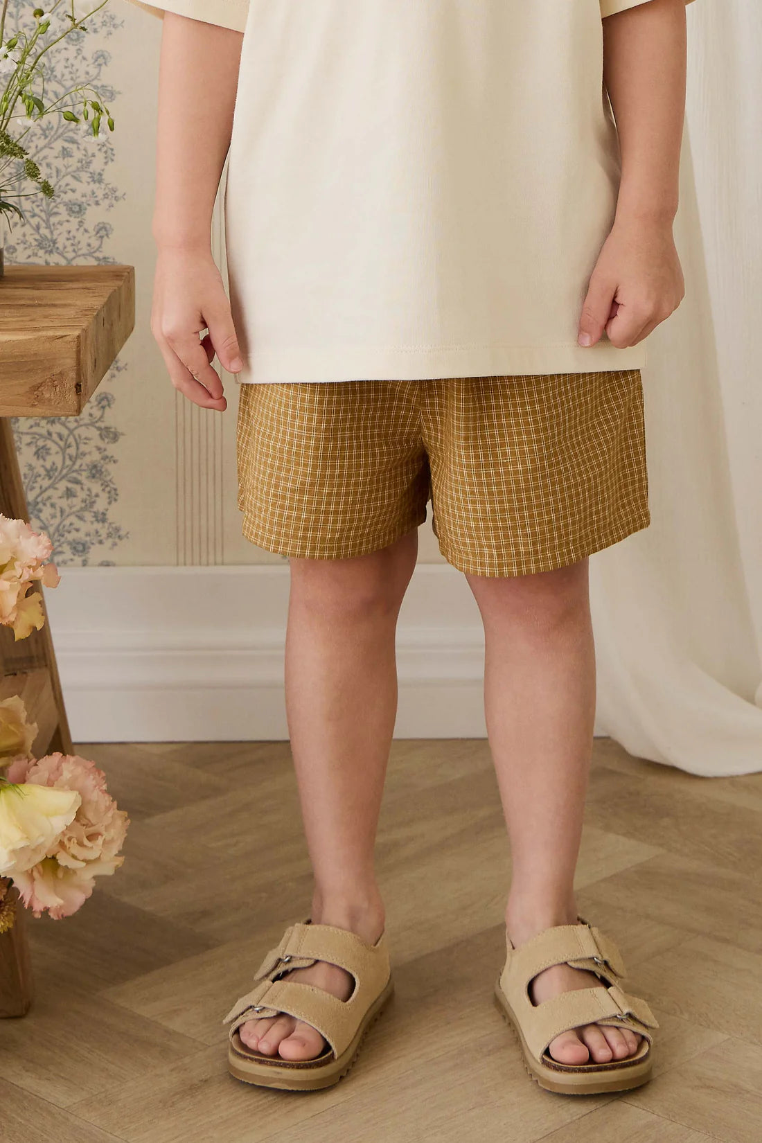 Organic Cotton Wilder Short - Windowpane Check Buckwheat