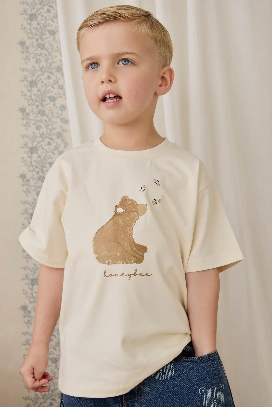 Organic Cotton Bjorn Tee - Cloud Honeybee Bear