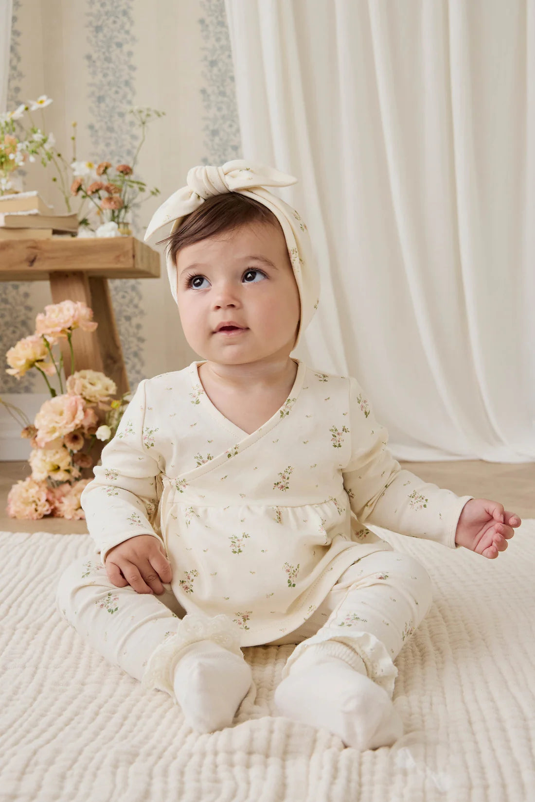 Organic Cotton Clemence Wrap Top - Josepha Egret Small