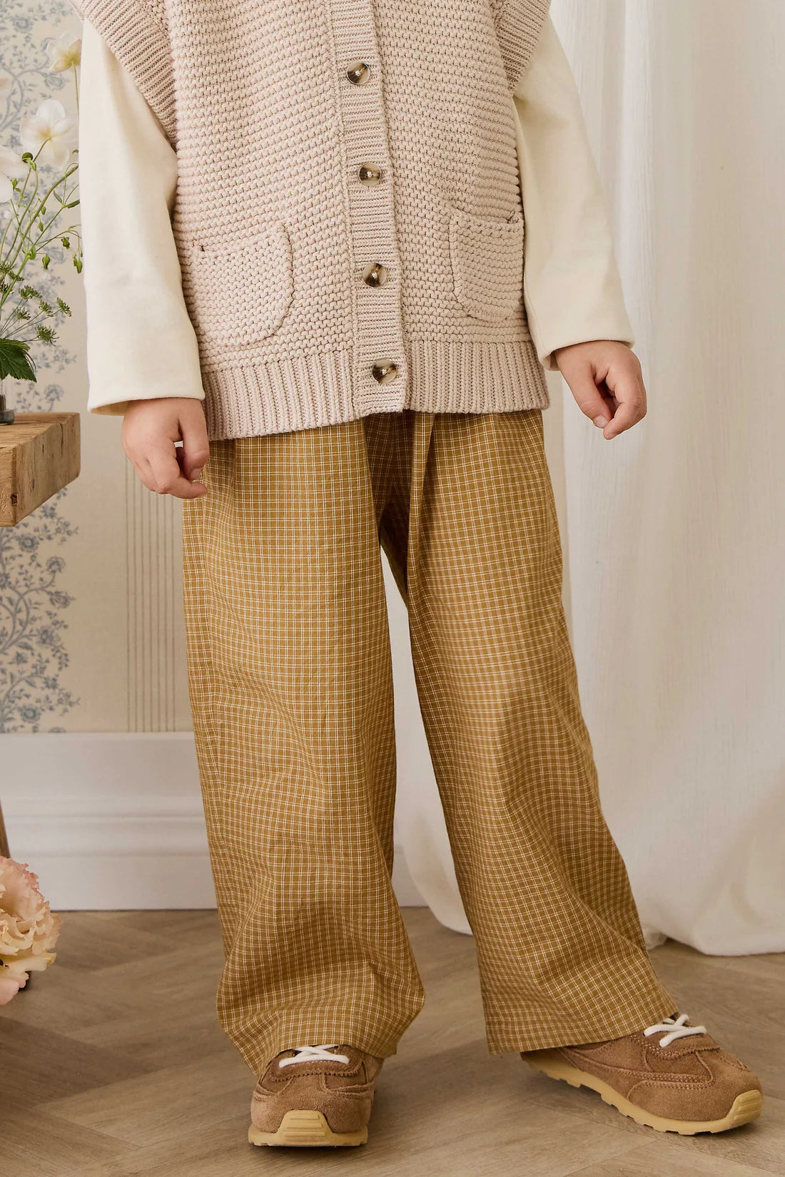 Organic Cotton Kenji Pant - Windowpane Check Buckwheat