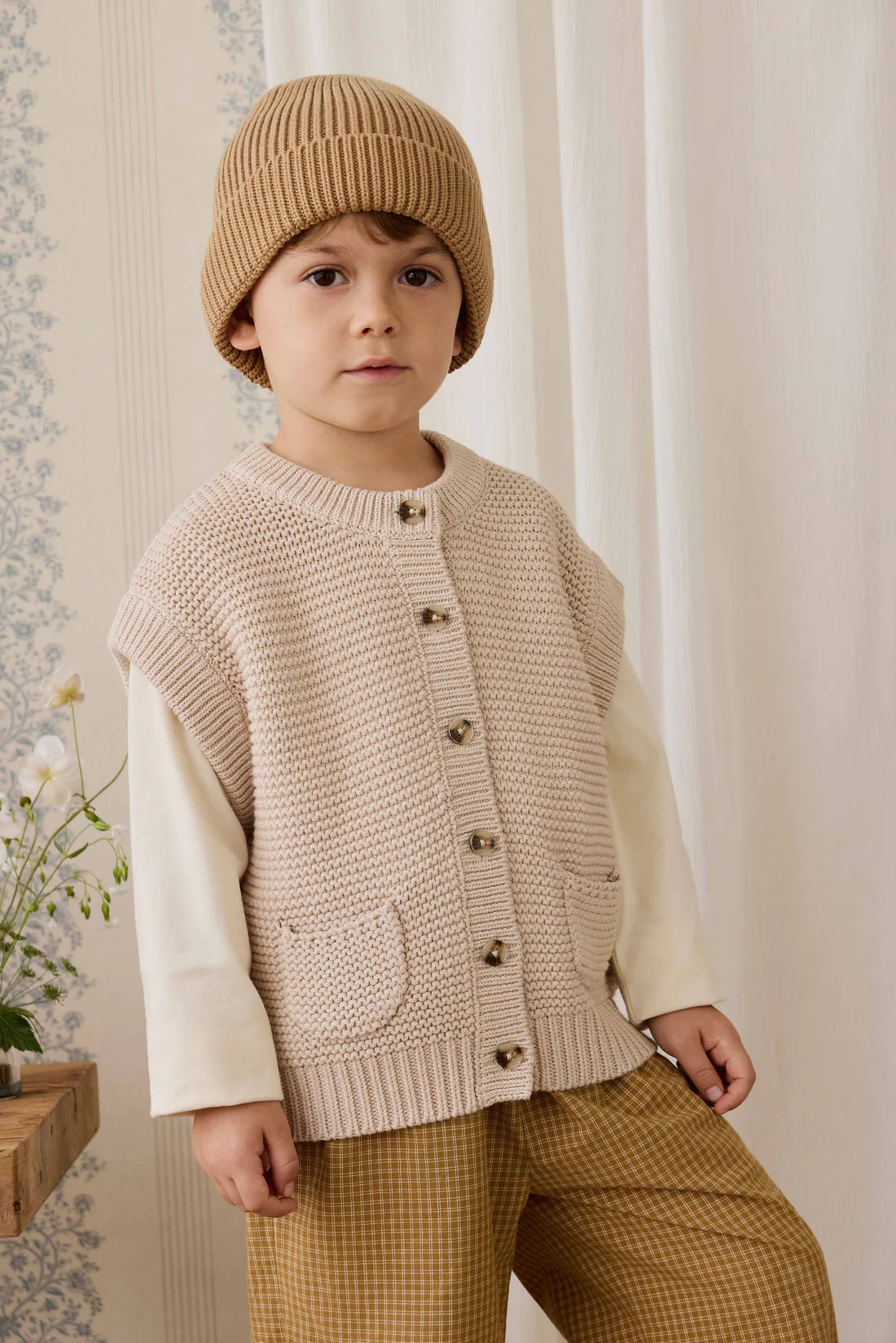 Rome Knit Vest - Oat Marle