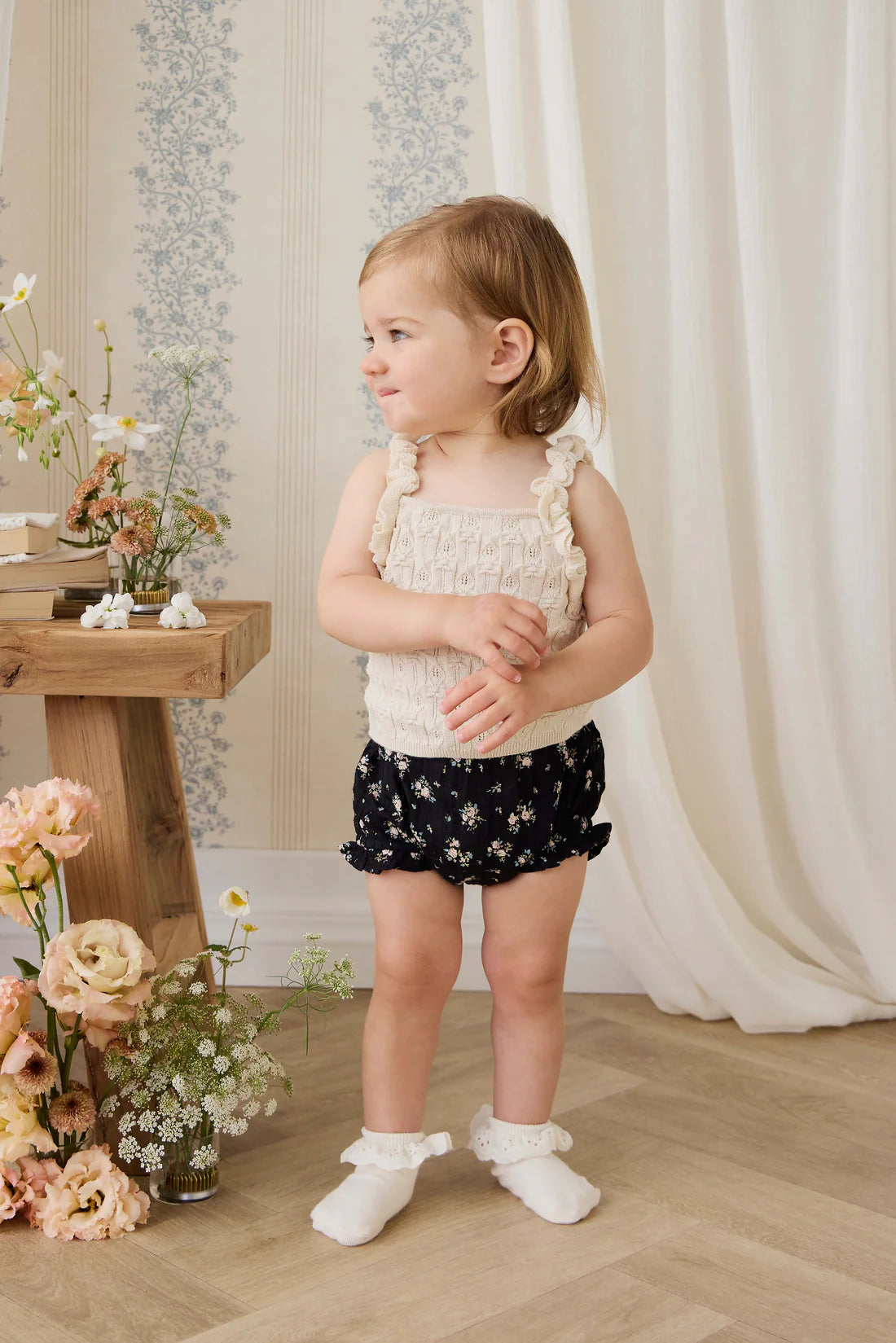 Organic Cotton Frill Bloomer - Cassie Caviar