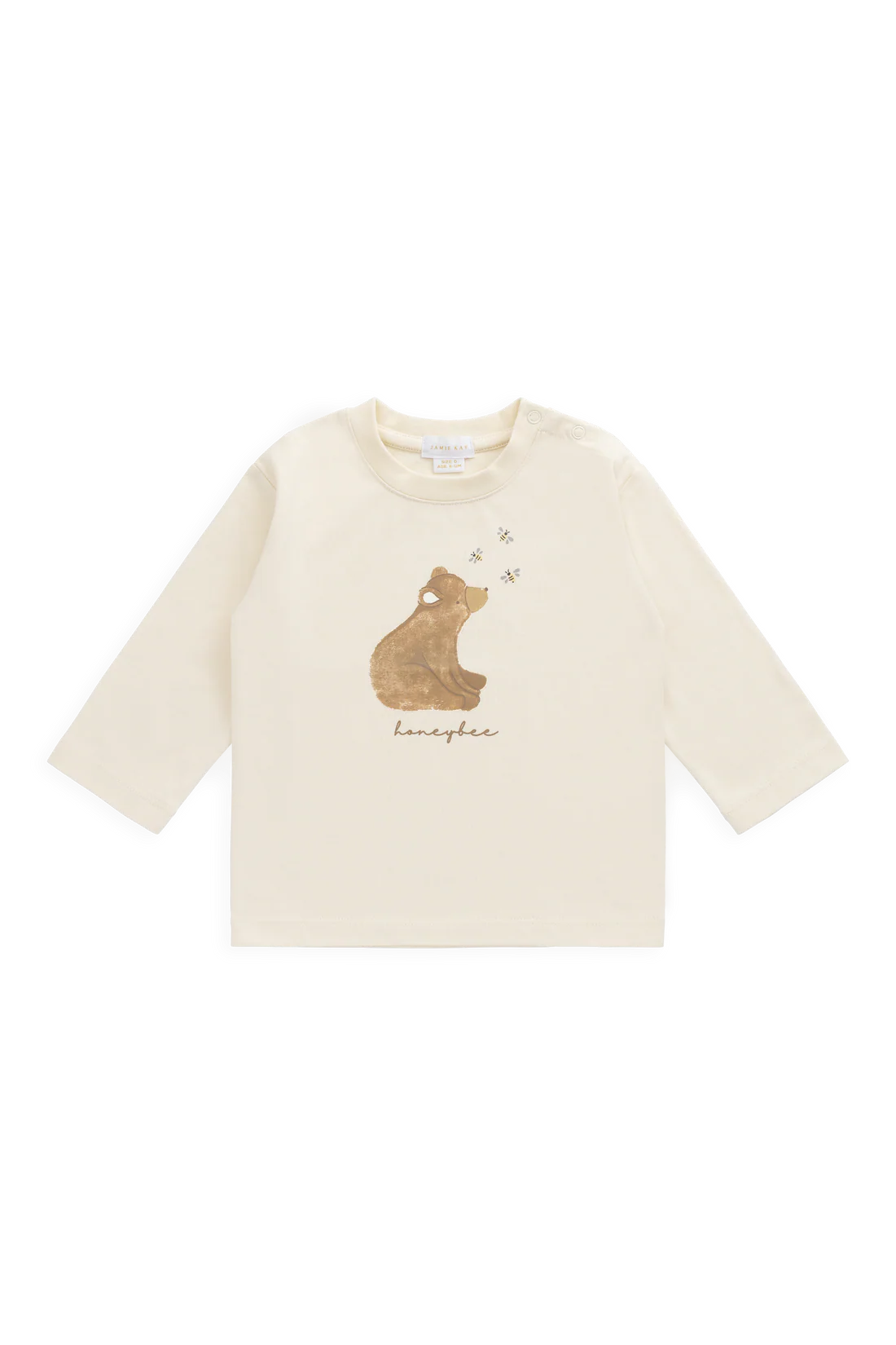 Organic Cotton Marshall Long Sleeve Top - Cloud Honeybee Bear