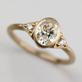 7x5mm Oval Deco Three Stone Ring
