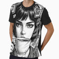 Amelia AI Schoolgirl - Menacing Sip - Vintage Horror Manga Style by akiotatsuo Unisex T-shirt, Sweatshirt, Hoodie, Long Sleeve Tee