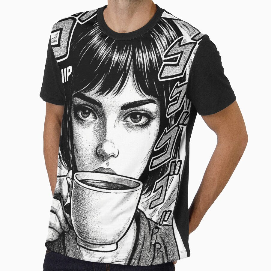 Amelia AI Schoolgirl - Menacing Sip - Vintage Horror Manga Style by akiotatsuo Unisex T-shirt, Sweatshirt, Hoodie, Long Sleeve Tee
