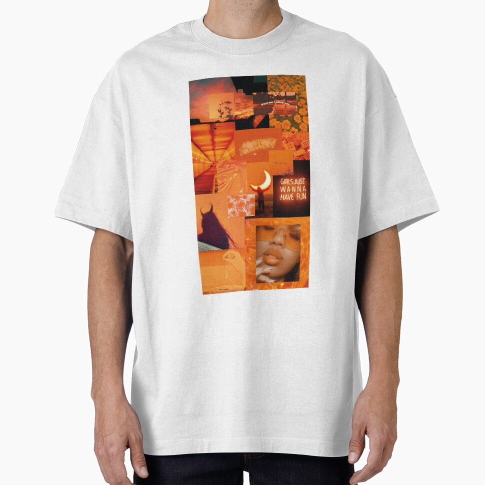 Retro 80s Aesthetic Orange Collage by Retro90sKid Unisex T-shirt, Sweatshirt, Hoodie, Long Sleeve Tee